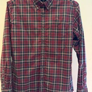 Uniqlo Men’s 100% Cotton Flannel Button-Down Shirt - Maroon Plaid - Size M
